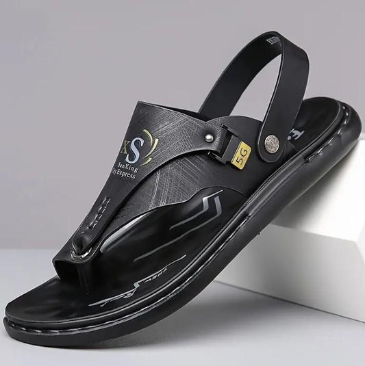 👞 Men's Casual Synthetic Leather Sandal – Black